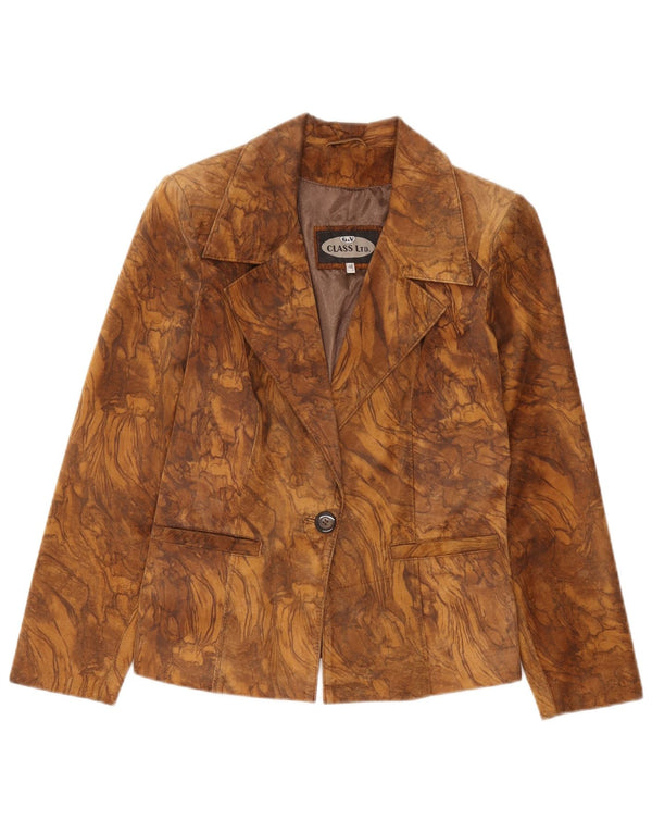 Vintage Damen 1 Knopf Wildleder Blazer Jacke IT 44 Mittelbraun Batik
