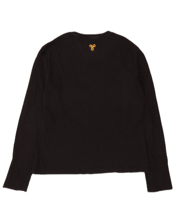 Jack Wolfskin Damen Graphic Top Langarm UK 14/16 Large Schwarze Baumwolle