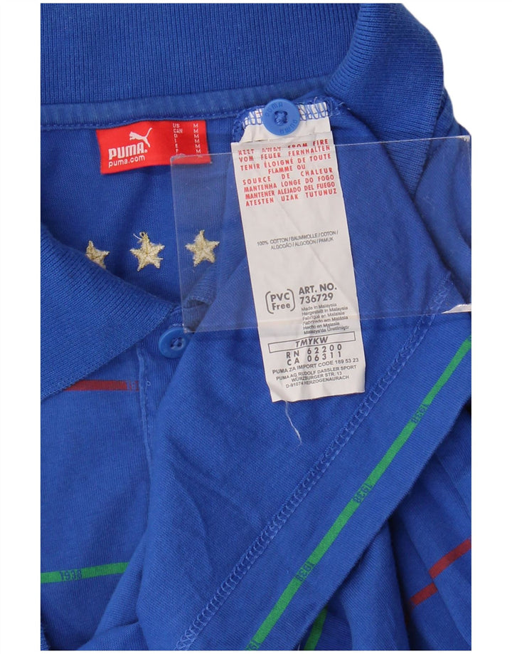 Puma Herren Italia Poloshirt mittelblau gestreift aus Baumwolle