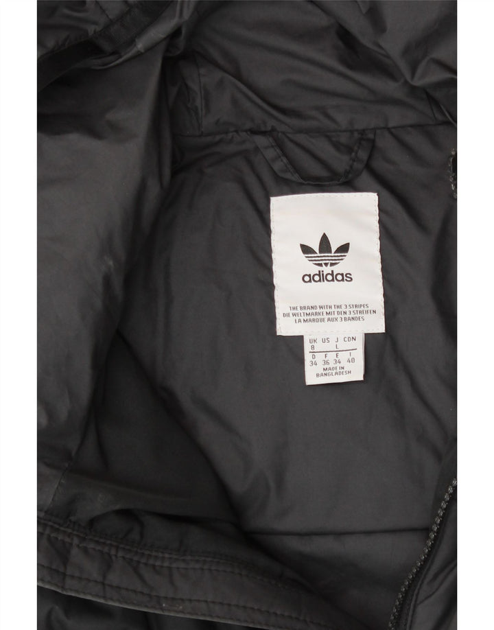 ADIDAS Womens Hooded Padded Jacket UK 8 Small Black Polyester Vintage Adidas and Second-Hand Adidas from Messina Hembry 