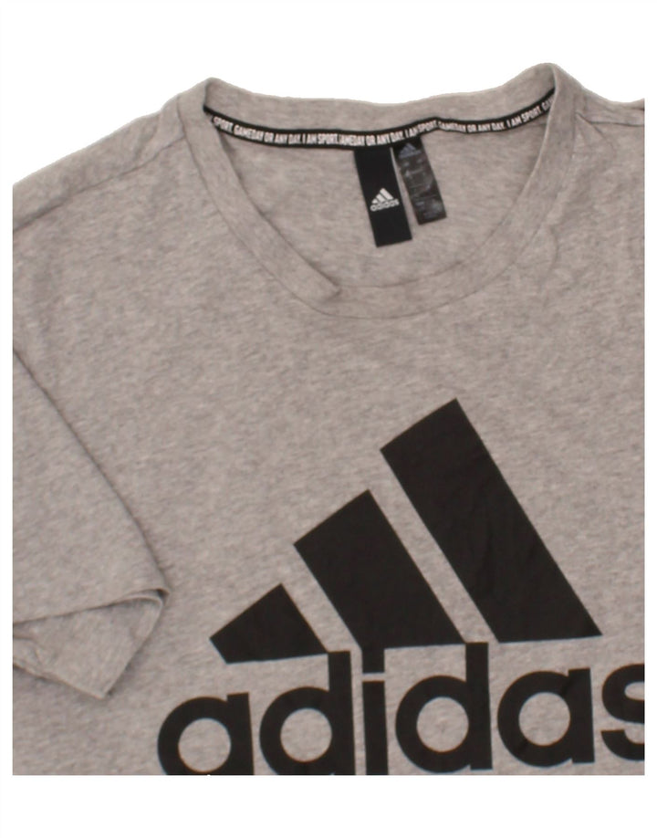 ADIDAS Mens Graphic T-Shirt Top Large Grey Cotton Vintage Adidas and Second-Hand Adidas from Messina Hembry 
