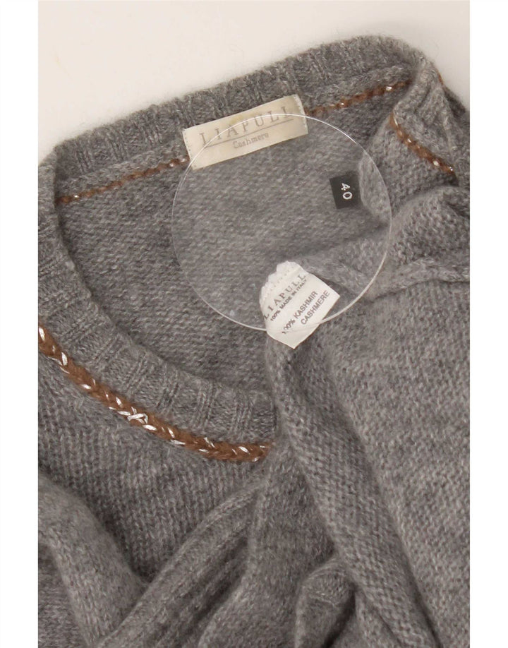 Liapull Damen-Pullover mit Rundhalsausschnitt, Größe 40, kleiner grauer Kaschmir