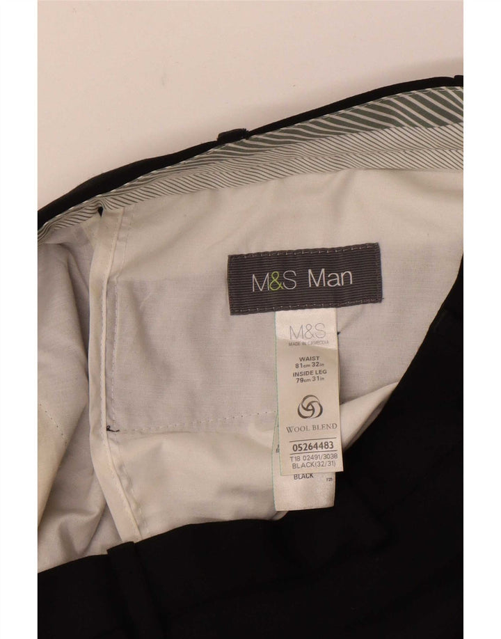 Gerade Herren-Anzughose von Marks & Spencer, W32, L31, schwarzes Polyester