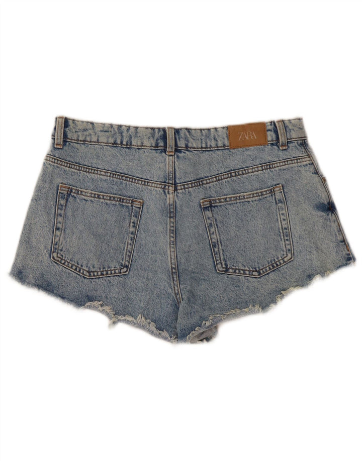 Zara Damen Distressed Denim Shorts EU 42 Large W32 Blau