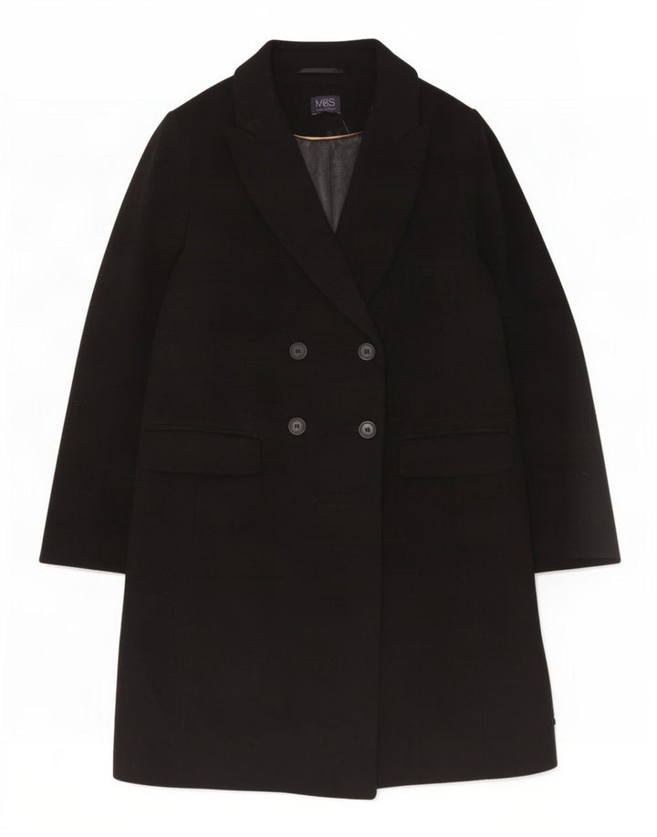 Marks & Spencer Damen Zweireihiger Mantel UK 14 Große schwarze Wolle