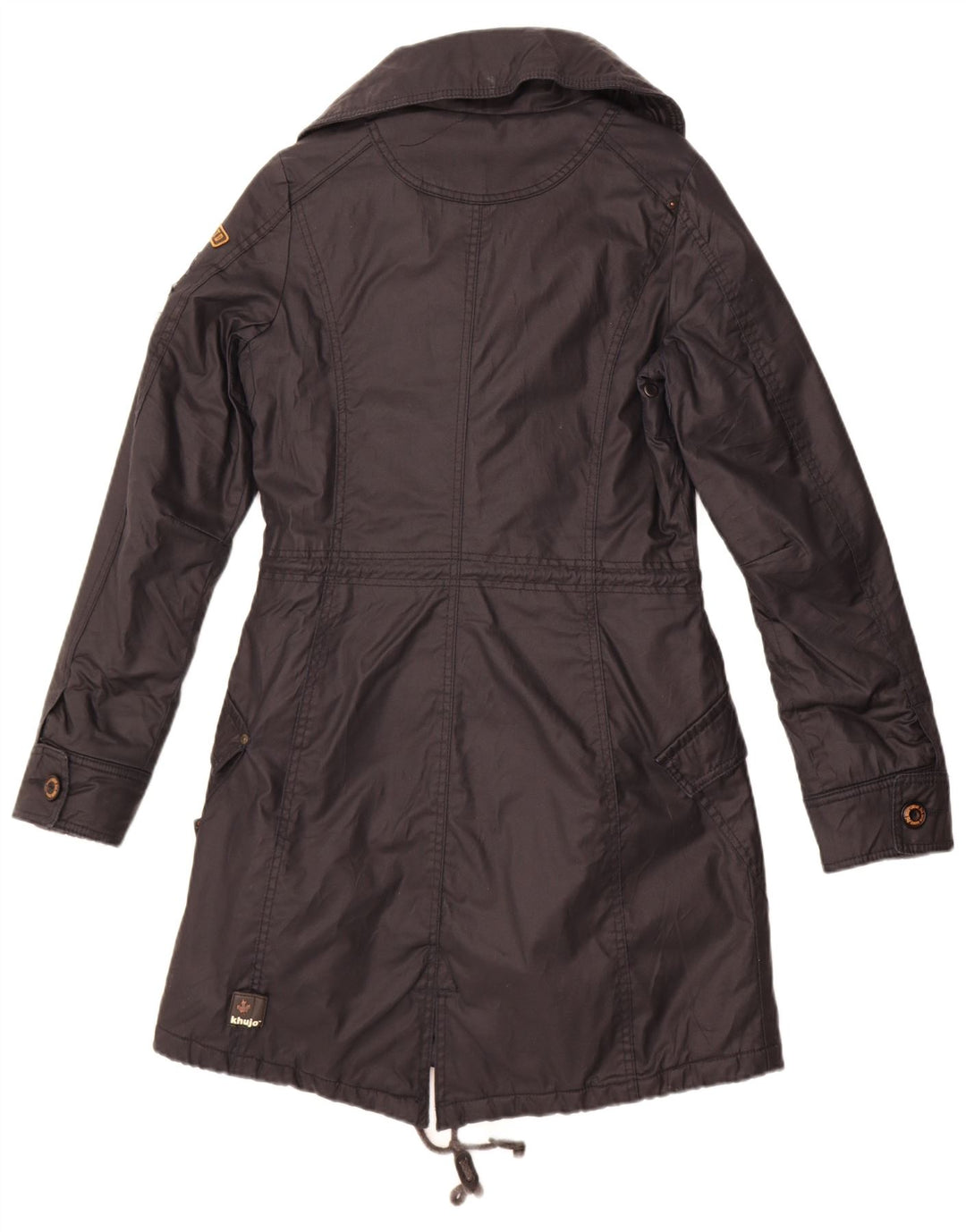 KHUJO Damen Zweireihige Parkajacke UK 10 Small Schwarz