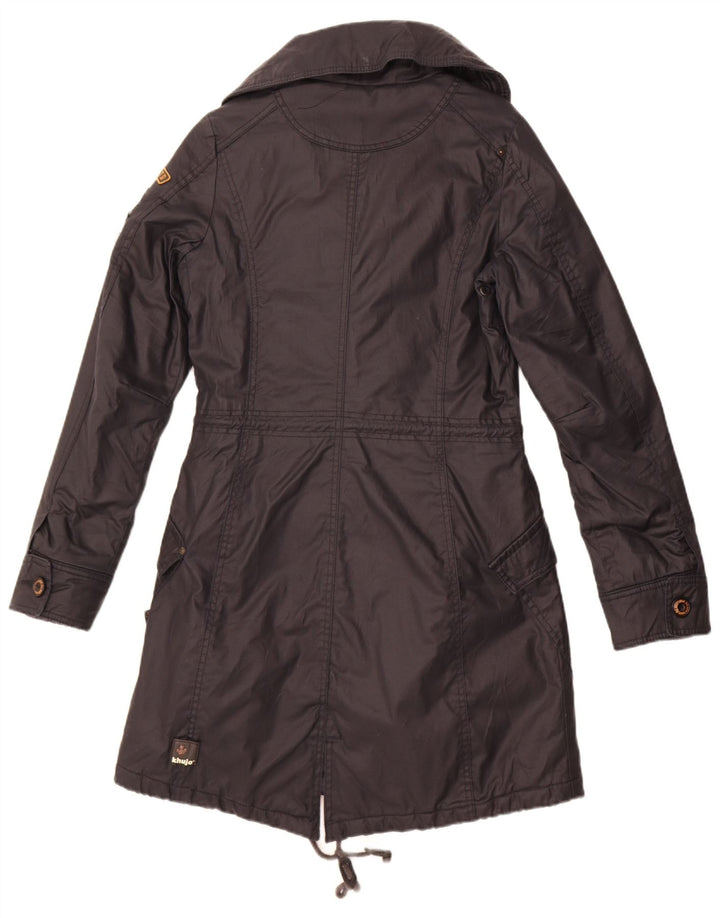 KHUJO Damen Zweireihige Parkajacke UK 10 Small Schwarz