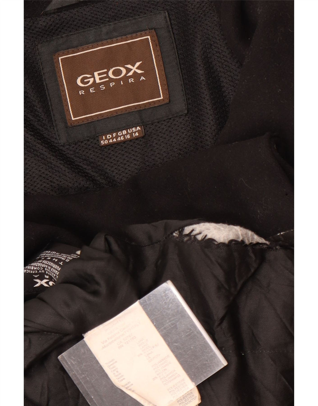 GEOX Womens Respira Overcoat UK 16 Große schwarze Wolle