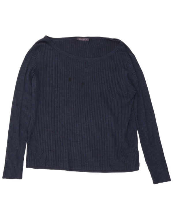 Marks & Spencer Damen Top Langarm UK 24 4XL Marineblau Viskose