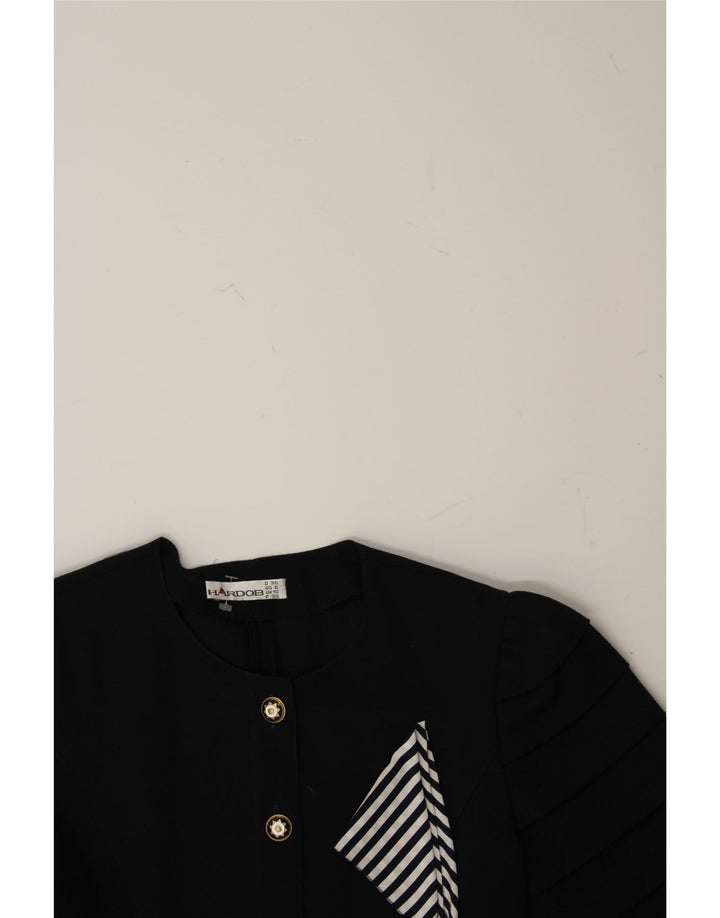 HARDOB Womens Short Sleeve Shirt Blouse UK 10 Small  Navy Blue Polyester Vintage Hardob and Second-Hand Hardob from Messina Hembry 