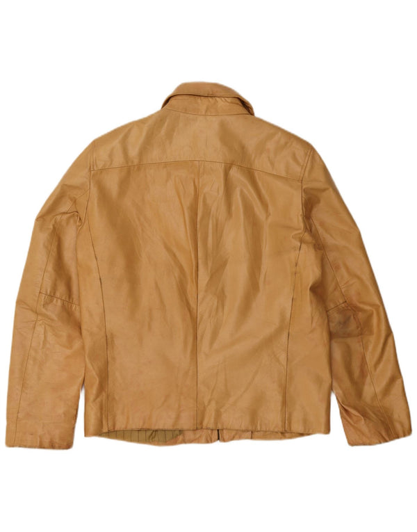 Vintage Womens Leather Jacket IT 46 Large Beige Leather