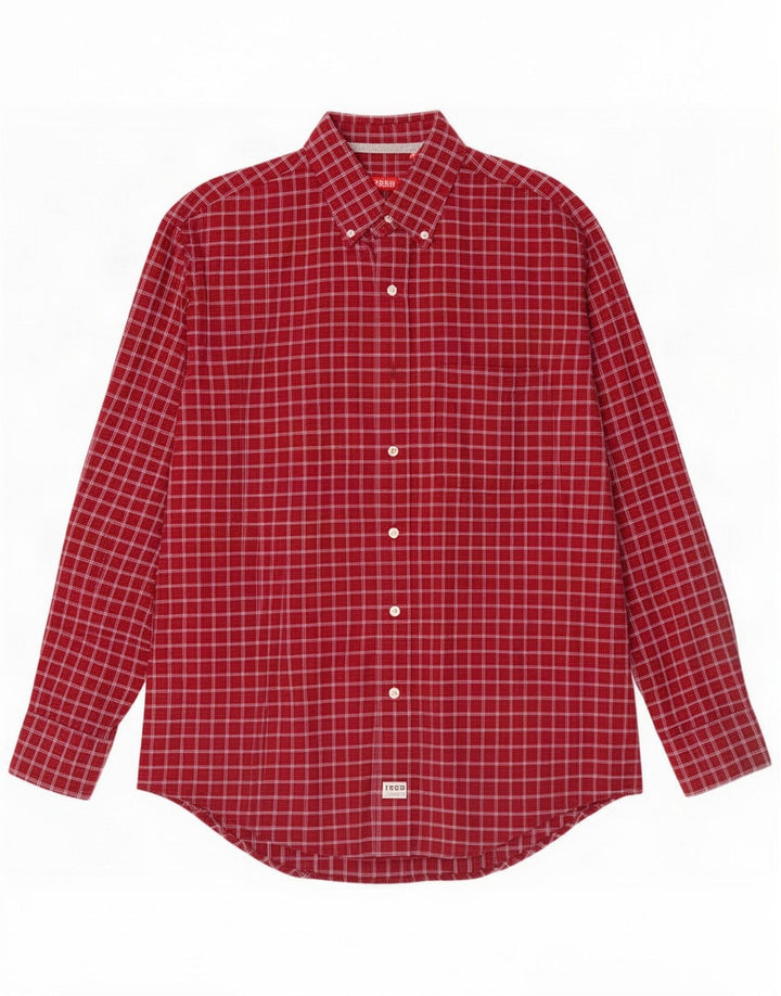 Izod Herrenhemd Medium Burgundy Plaid Cotton