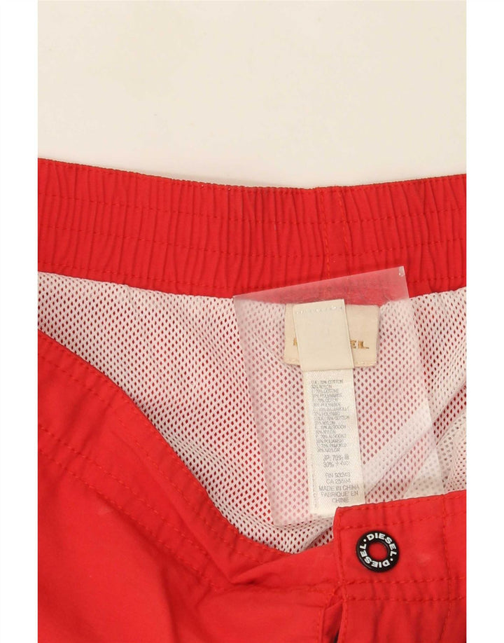Diesel Damen-Badeshorts mit Grafik, mittelrote Baumwolle
