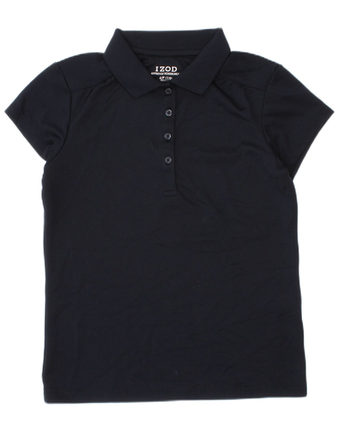 Izod Mädchen-Poloshirt mit normaler Passform, 7–8 Jahre, Größe S, Marineblau, Polyester
