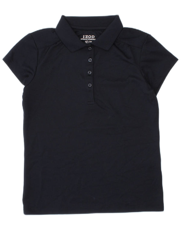 Izod Mädchen-Poloshirt mit normaler Passform, 7–8 Jahre, Größe S, Marineblau, Polyester
