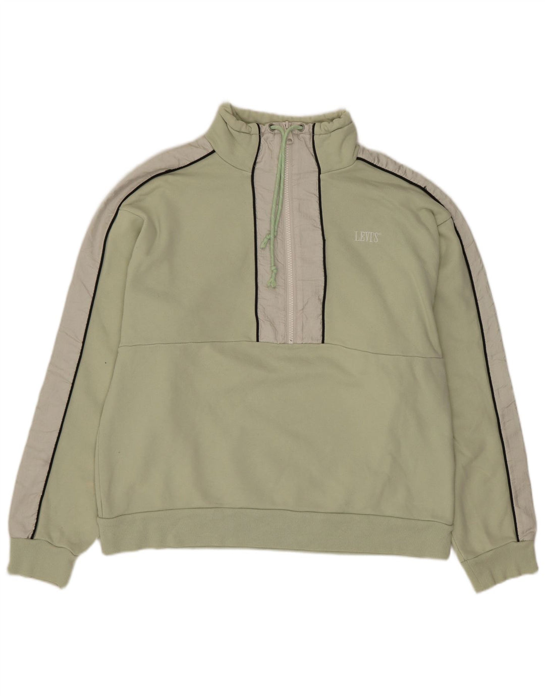 Levi's Damen-Sweatshirt mit Reißverschluss am Hals, UK 14, Mittelgrün, Farbblock