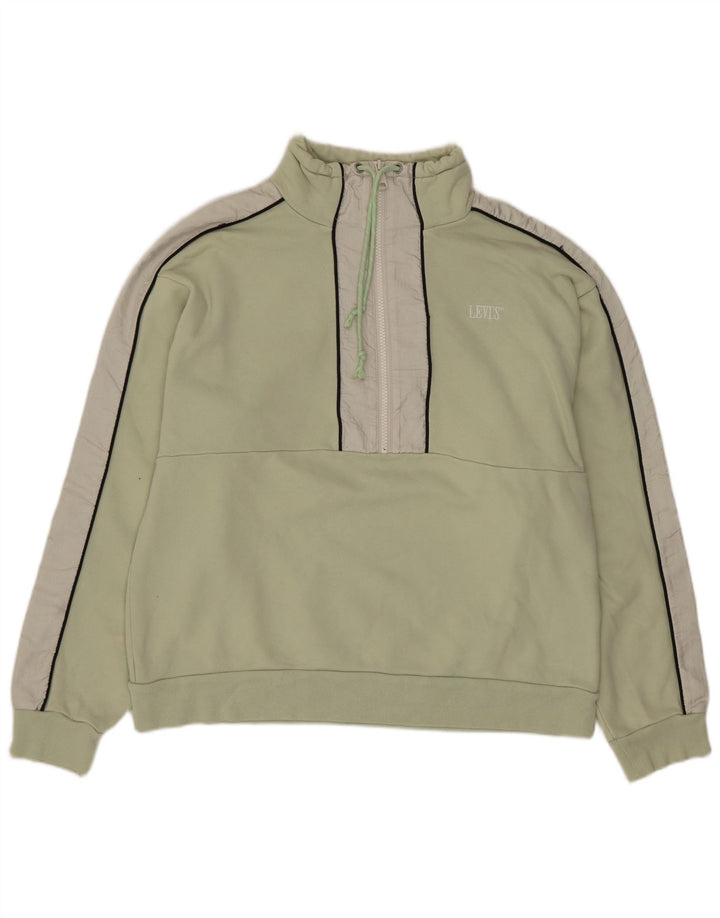 Levi's Damen-Sweatshirt mit Reißverschluss am Hals, UK 14, Mittelgrün, Farbblock
