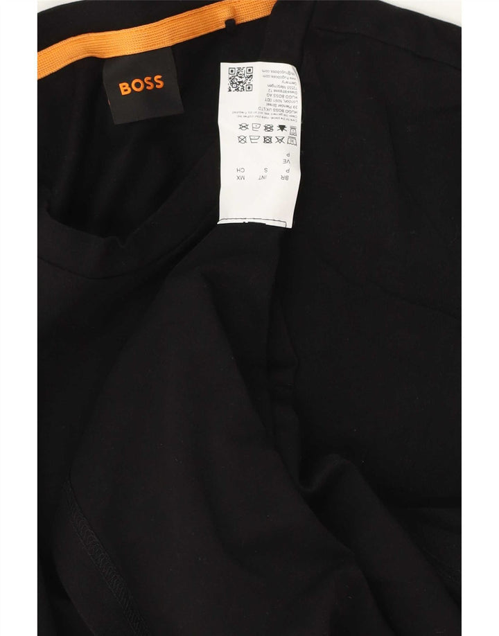 Hugo Boss Herren-Top, langärmelig, klein, schwarze Baumwolle