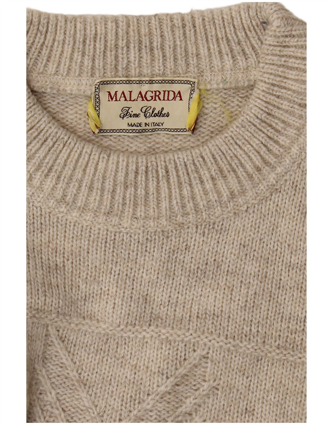 MALAGRIDA Herren-Pullover mit Rundhalsausschnitt, groß, beige, geometrisch