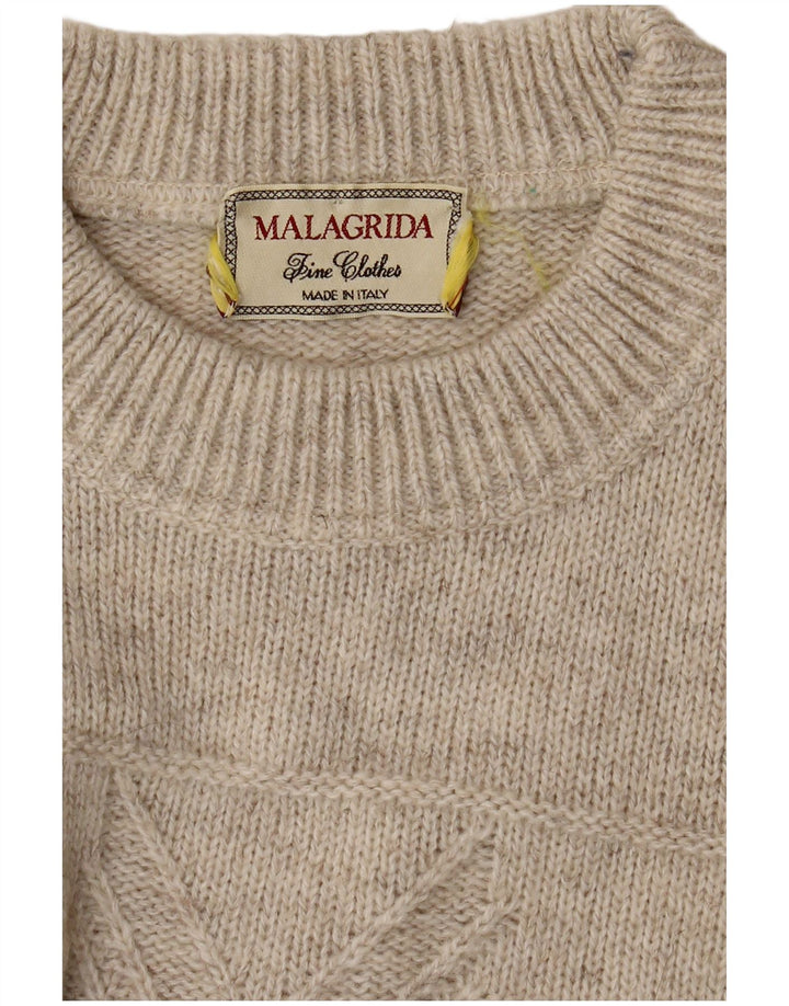 MALAGRIDA Herren-Pullover mit Rundhalsausschnitt, groß, beige, geometrisch