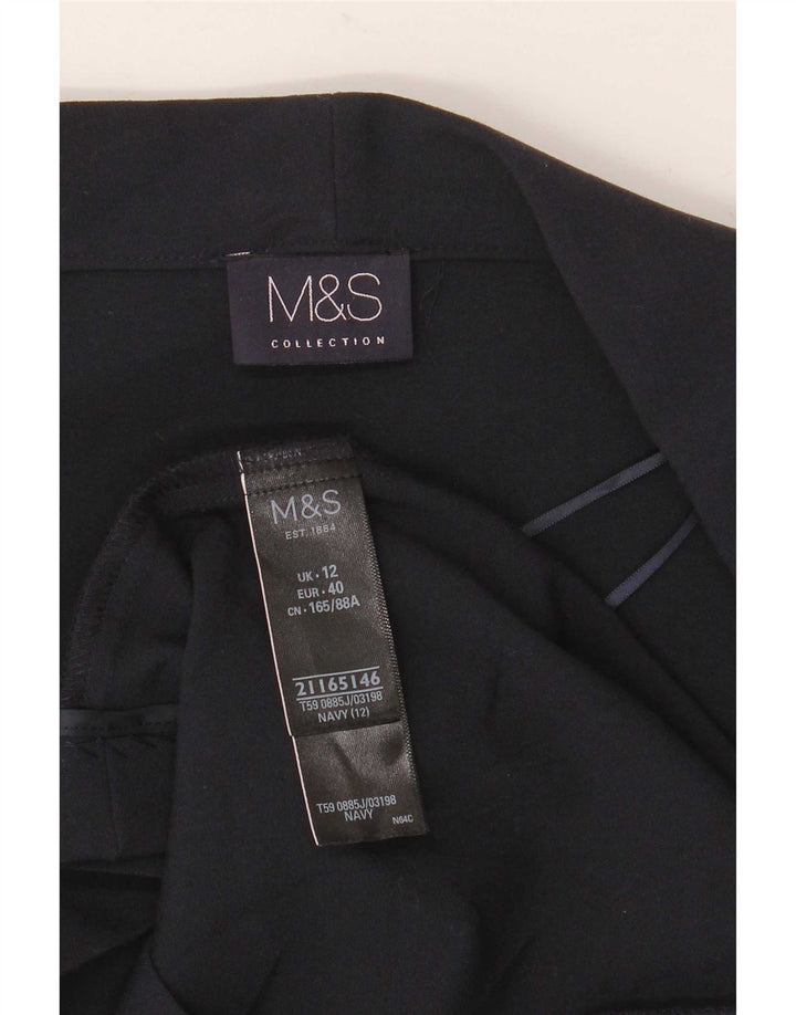 Marks & Spencer Offene Damen-Blazerjacke UK 12 Mittelmarineblaues Polyester