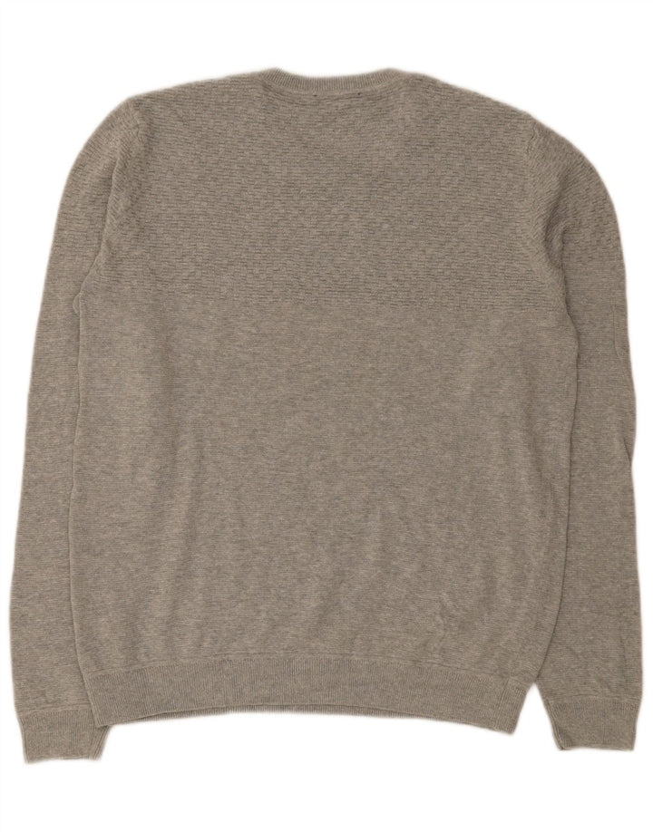 Jack & Jones Herren-Pullover mit Rundhalsausschnitt, Größe L, aus grauer Baumwolle