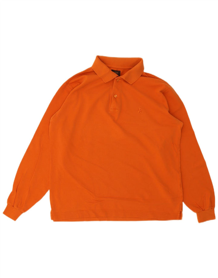Rifle Herren-Langarm-Poloshirt aus mitteloranger Baumwolle