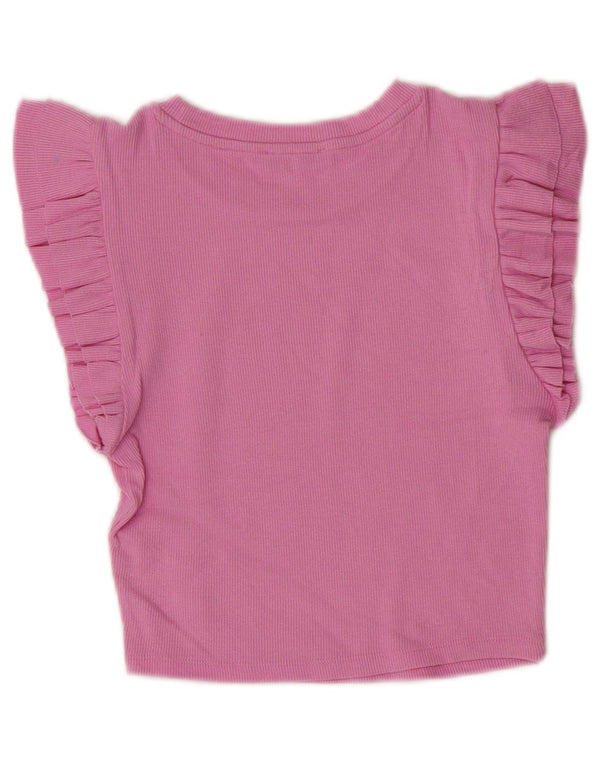 Zara Damen Crop T-Shirt Top UK 12 Mittelrosa