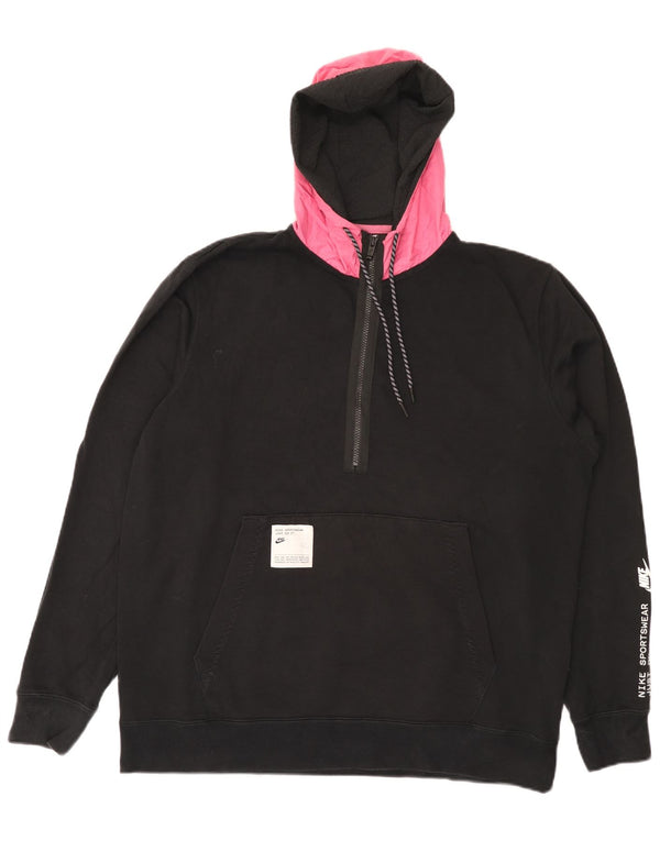 Nike Herren-Kapuzenpullover mit grafischem Reißverschluss, XL, Schwarz, Colourblock-Baumwolle