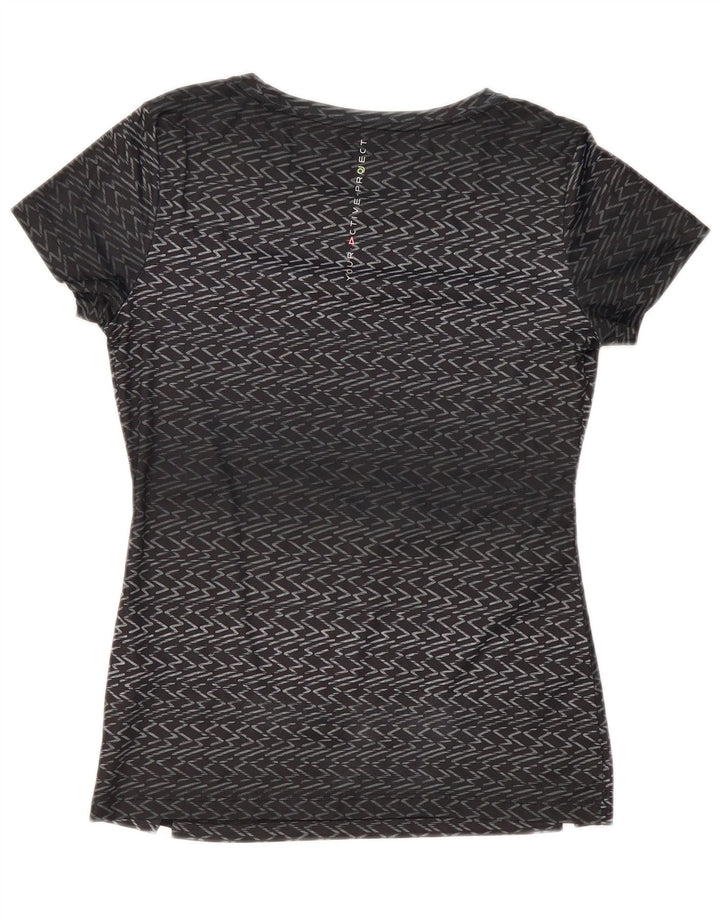 Lotto Damen T-Shirt Top UK 12 Medium Schwarz Chevron Polyester
