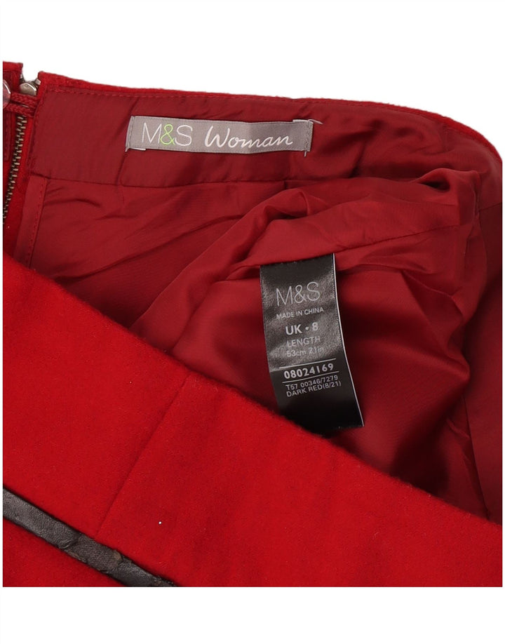 Gerader Damenrock von Marks & Spencer, UK 8, Größe S, W28, Rot, Polyester
