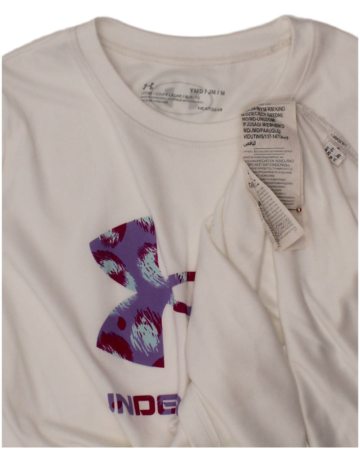 UNDER ARMOUR Heat Gear Grafik-T-Shirt-Oberteil für Mädchen, 9–10 Jahre, mittelweiß