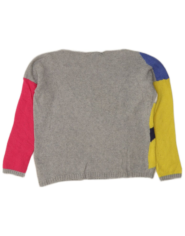 Benetton Mädchen-Pullover mit U-Boot-Ausschnitt, 7–8 Jahre, Größe S, mehrfarbig