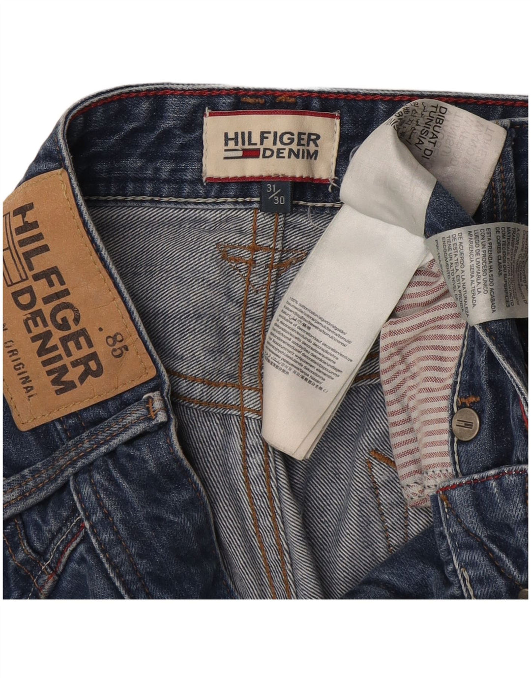 Tommy Hilfiger Herren Straight Jeans W31 L30 Blaue Baumwolle
