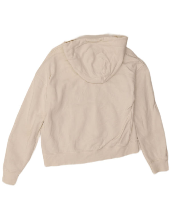 Tommy Hilfiger Damen-Pullover mit übergroßem Kapuzenpullover, Gr. 10, Größe S, weiße Baumwolle