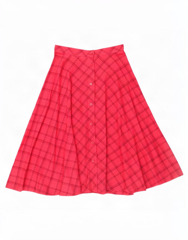 Vintage Damen ausgestellter Rock klein W26 rosa karierte Baumwolle