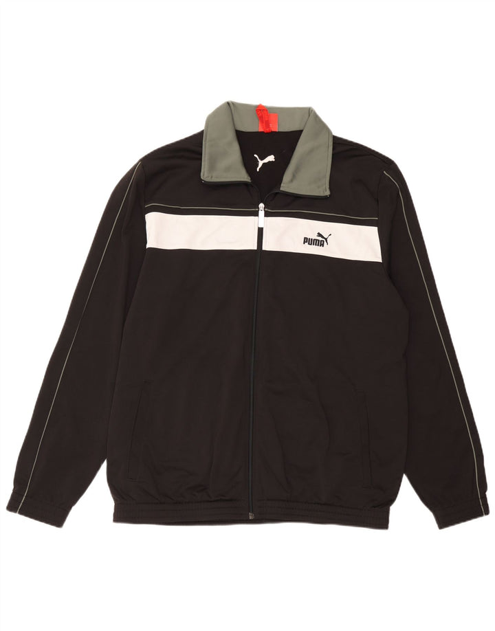 Puma Herren-Trainingsanzug-Top-Jacke XL, schwarzes Farbblock-Polyester