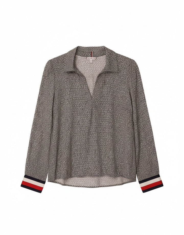 TOMMY HILFIGER Womens Loose Fit Pullover Shirt UK 10 Small Navy Blue Vintage Tommy Hilfiger and Second-Hand Tommy Hilfiger from Messina Hembry 