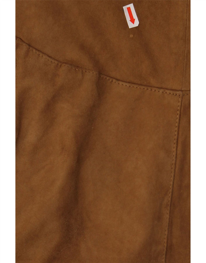 Vintage Damen 4-Knopf-Wildleder-Blazerjacke UK 16 Large Braun