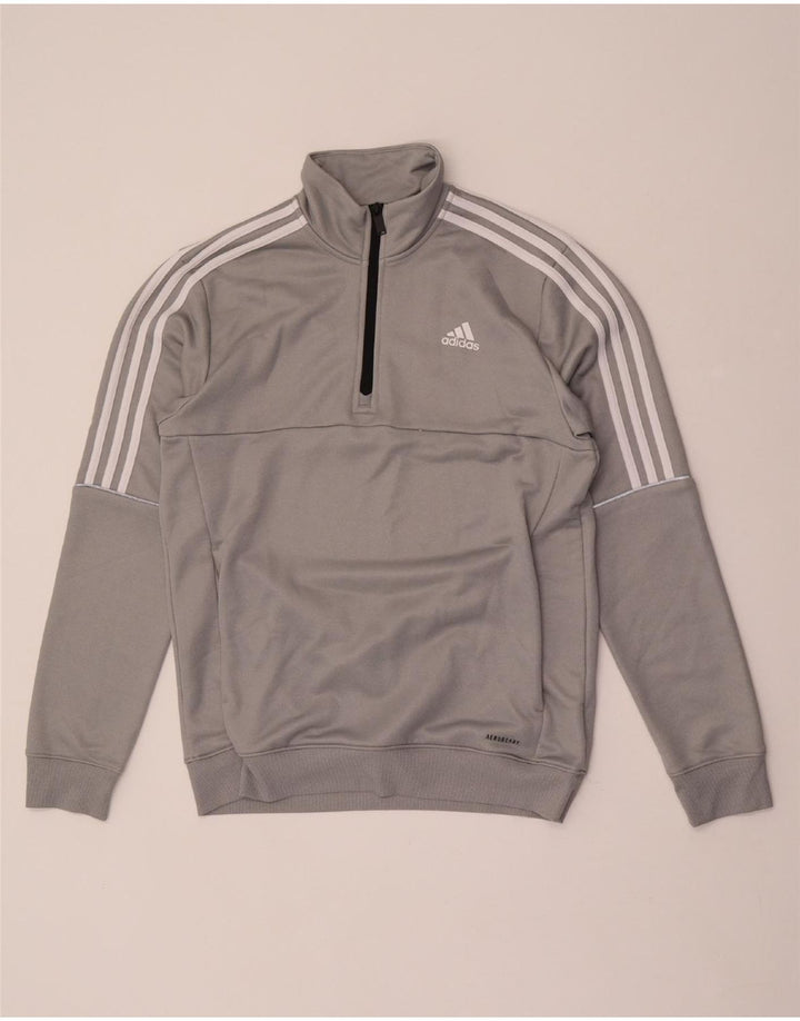 ADIDAS Herren Aeroready Zip Neck Sweatshirt Pullover mittelgraues Polyester