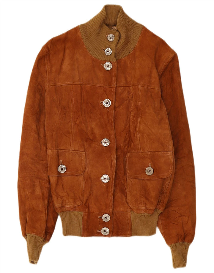 Vintage Damen Wildleder Bomberjacke IT 48 XL Braunes Leder