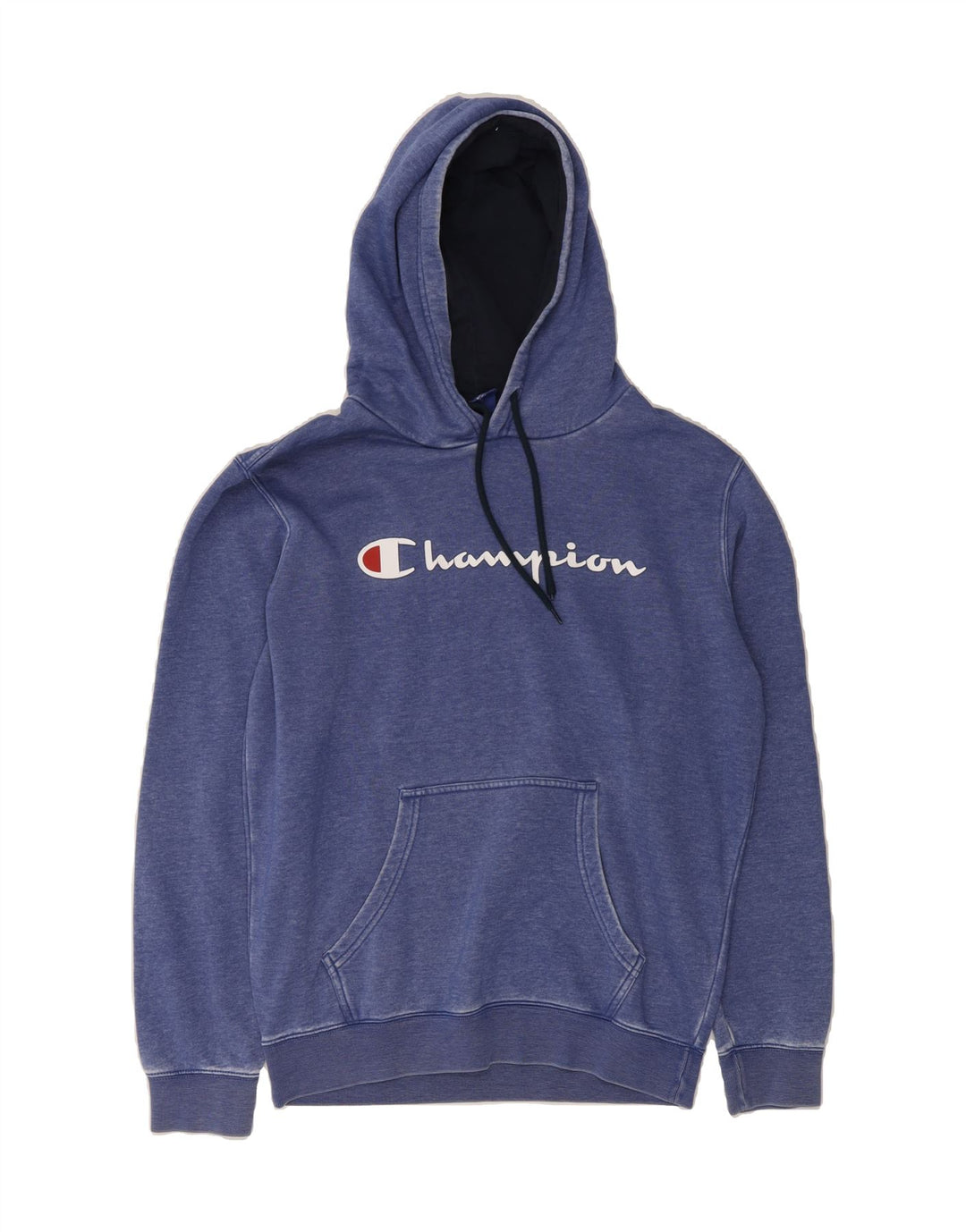 CHAMPION Mens Graphic Hoodie Jumper Medium Blue Cotton Vintage Champion and Second-Hand Champion from Messina Hembry 
