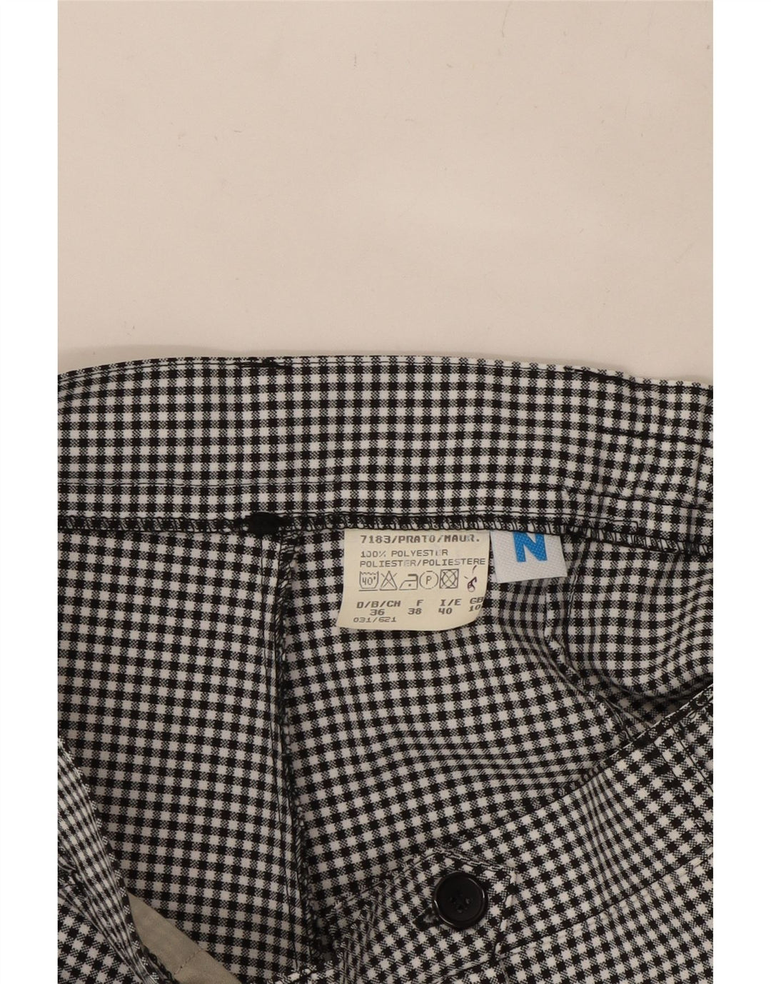 VINTAGE Chino-Shorts mit hoher Taille für Damen, UK 10, Größe S, W27, Schwarz, Gingham