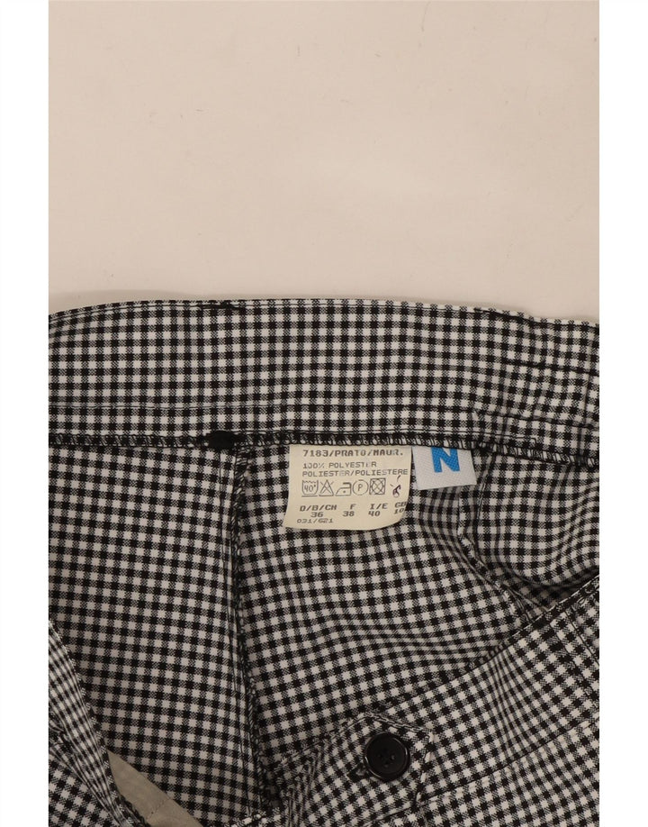 VINTAGE Chino-Shorts mit hoher Taille für Damen, UK 10, Größe S, W27, Schwarz, Gingham