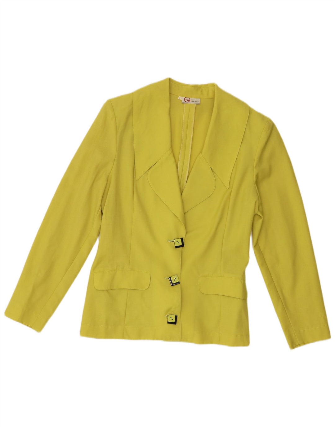 Carla G Damen 3-Knopf-Blazer-Jacke UK 10 Small Gelb