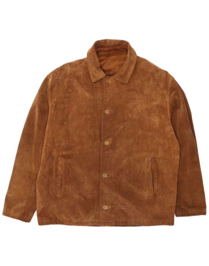 Vintage Herren Wildlederjacke IT 54 2XL Braunes Leder