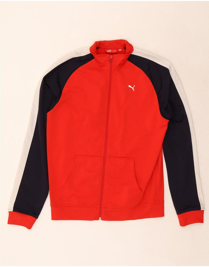Puma Jungen-Trainingsanzug-Top-Jacke, 15–16 Jahre, rotes Farbblock-Polyester