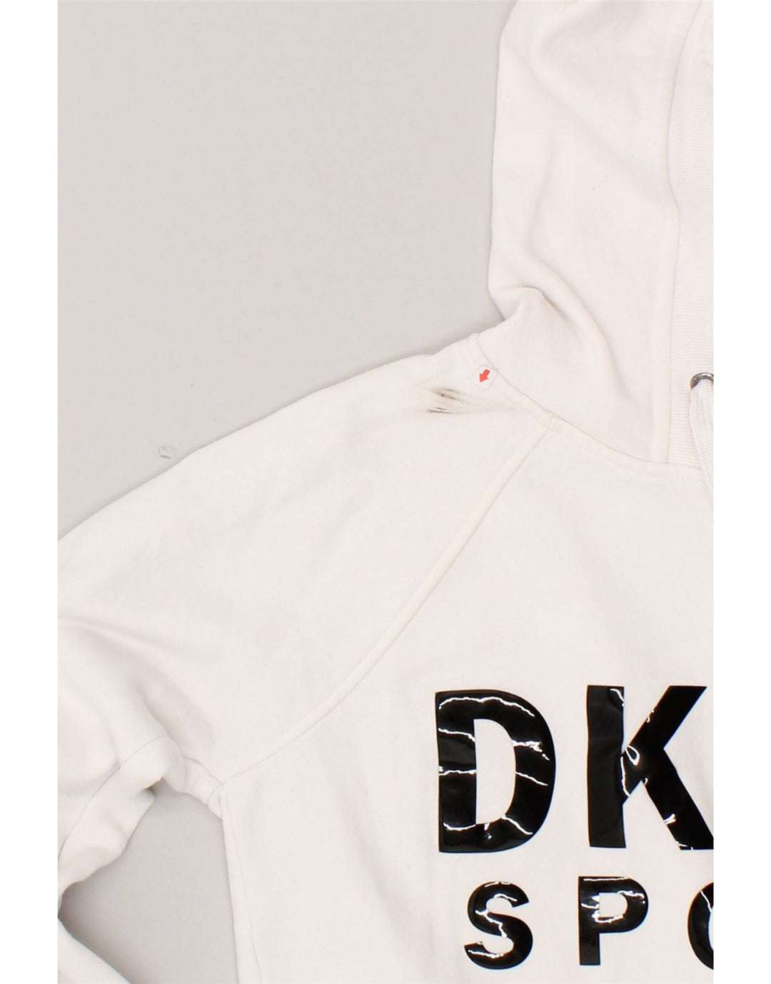 DKNY Mens Graphic Hoodie Jumper Small White Cotton Vintage Dkny and Second-Hand Dkny from Messina Hembry 