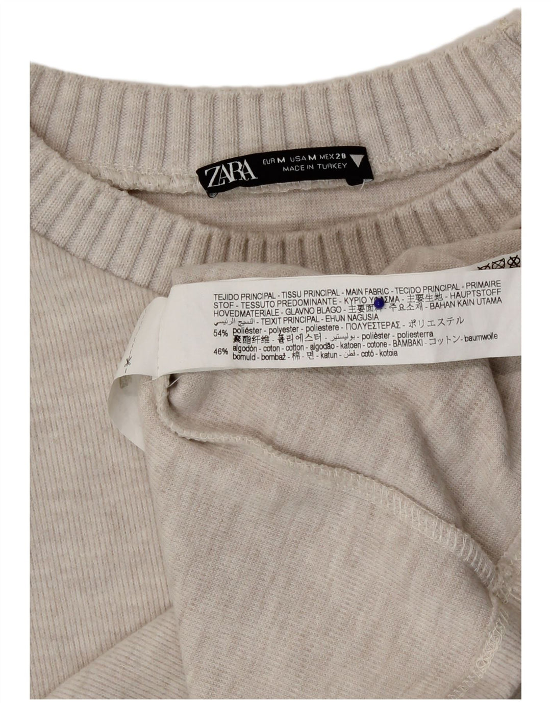Zara Damen Blusenoberteil UK 14 Medium Beige Polyester