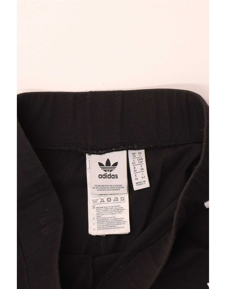 Adidas Damen Leggings UK 10 Small Schwarz Baumwolle